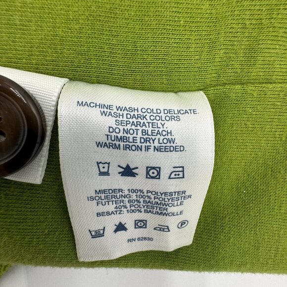 Lands' End Women's Small  Green Fleece Zip Up Wide Ribbed Knit Collar Vest - Picture 8 of 8